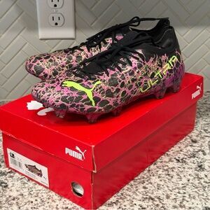 Puma Ultra 1.3 FG/AG Cleats - Black and Magenta